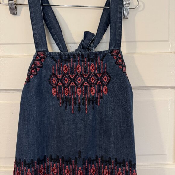 Blank NYC Embroidered Denim Boho Cropped Tank / Halter Top - Large - Picture 3 of 9